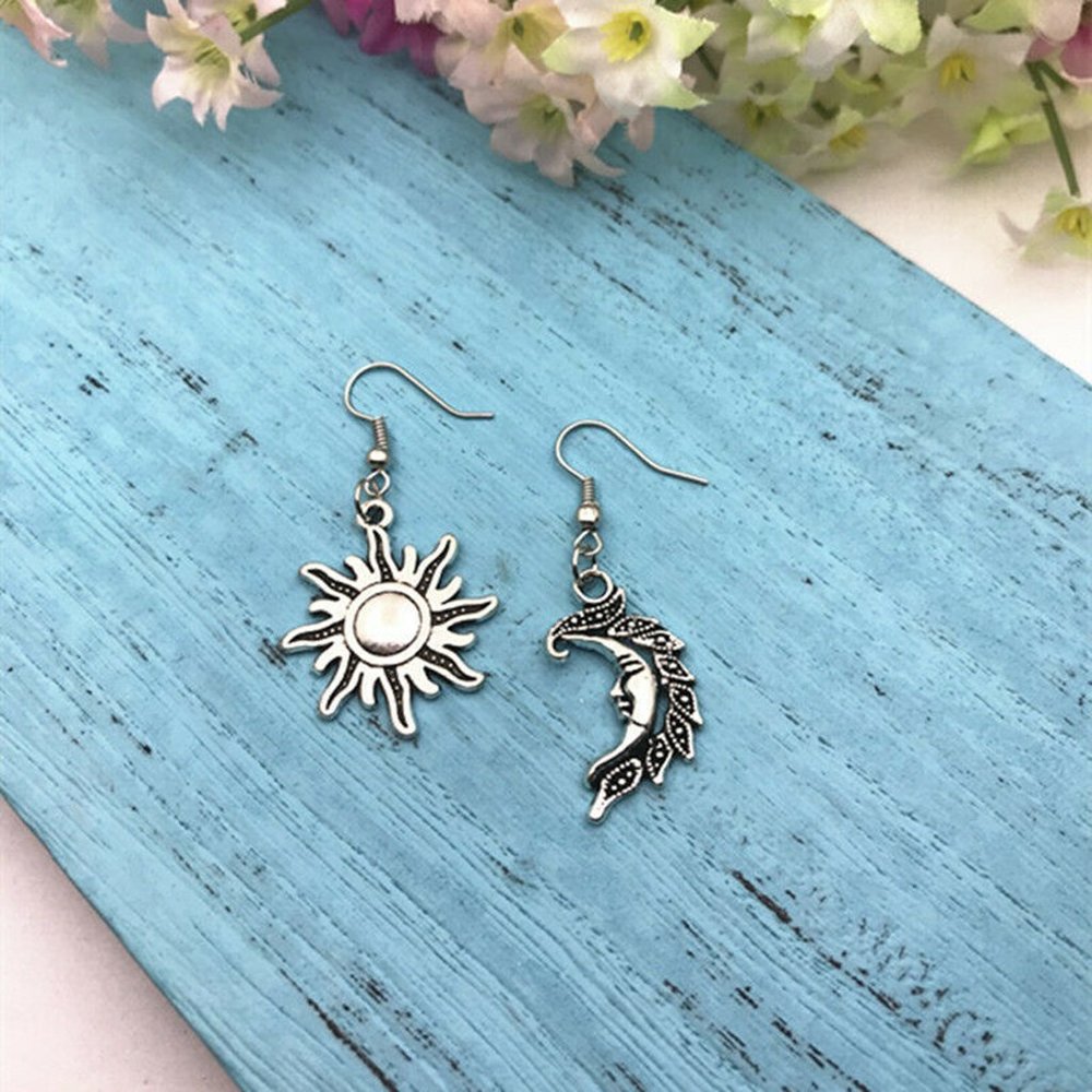 Sun & Moon Silver Earrings